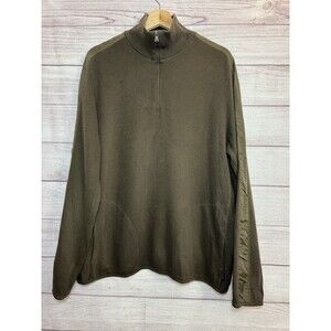 Men’s BOSS Hugo Boss 1/4 Zip Sweater Brown Size XL OLIVE GREEN